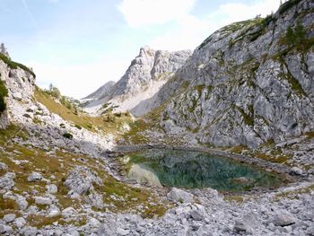 Low angle view of mountains against sky
