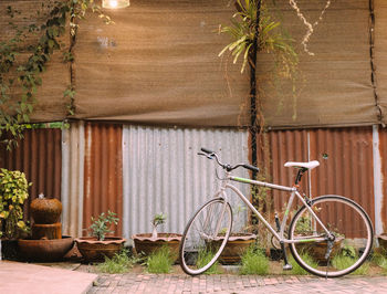 Bicycle against building