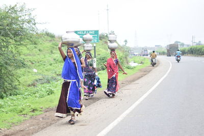 People walking on road