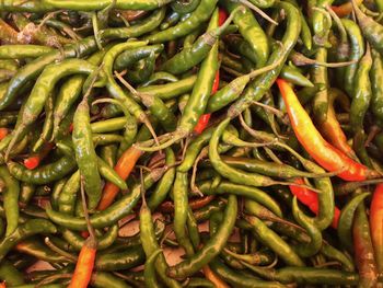 Full frame shot of chili peppers at market