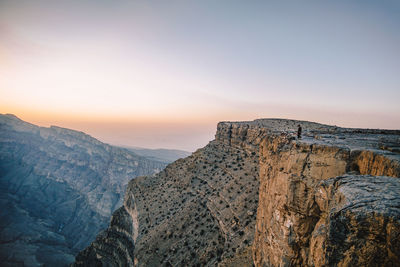 Scenic view of mountains against sky during sunset