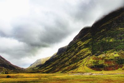 View of mountain against cloudy sky