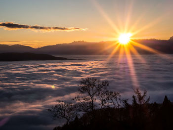 Scenic view of dramatic sky during sunset