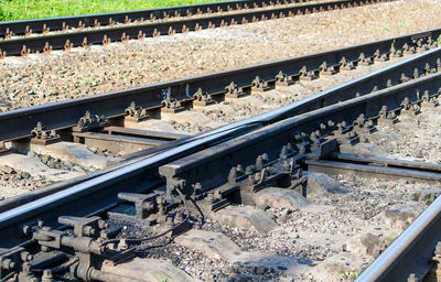 High angle view of railroad tracks