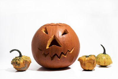 Close-up of pumpkin against white background