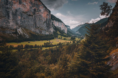 Panoramic view of landscape and mountains against sky