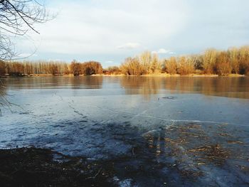 Scenic view of lake against sky