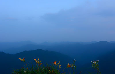 Scenic view of mountains against sky