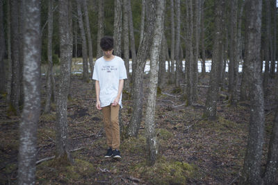 Man walking in forest