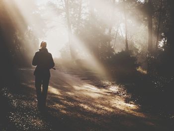 Man standing in forest