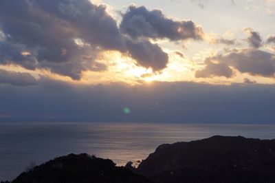 Scenic view of sea against cloudy sky