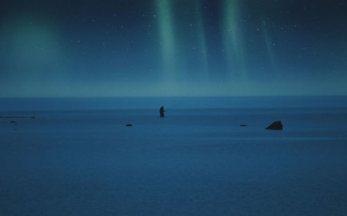 Scenic view of sea against sky at night