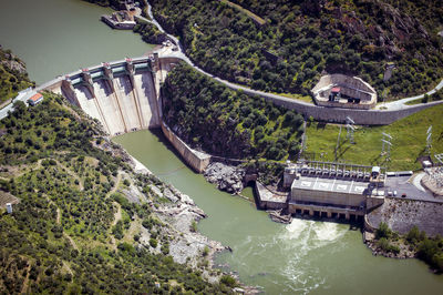 High angle view of bridge over river