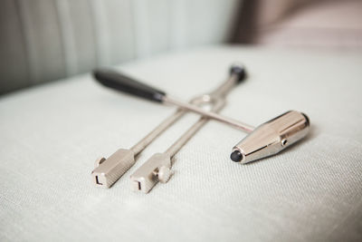 Close-up of key on table