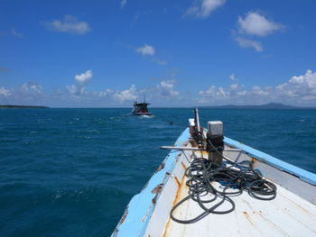 Scenic view of sea against blue sky