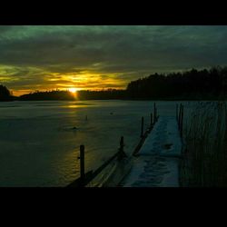 Scenic view of sunset over sea