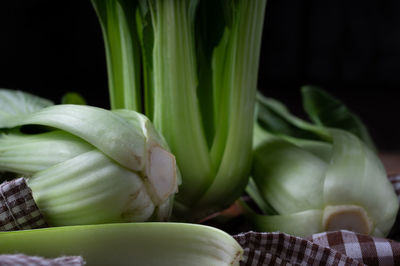 Close-up of vegetables against black background
