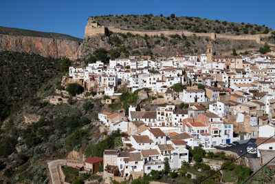 High angle view of townscape against sky