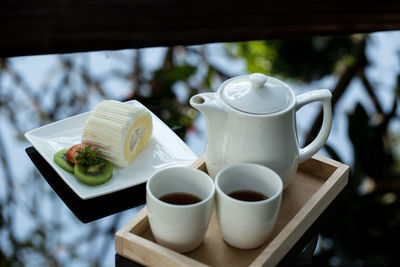 Close-up of coffee cup on table