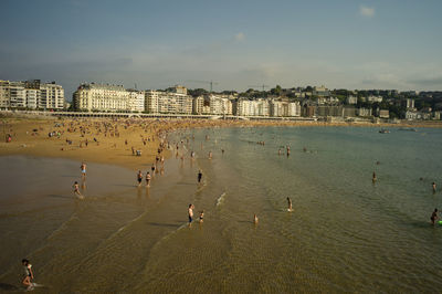 High angle view of people on beach