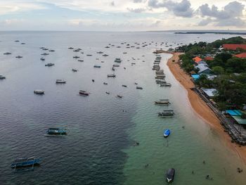 High angle view of beach against sky