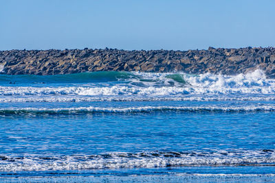 A view of the rock jetty at westport, washington.