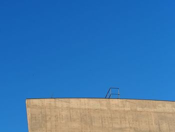 Low angle view of building against clear blue sky