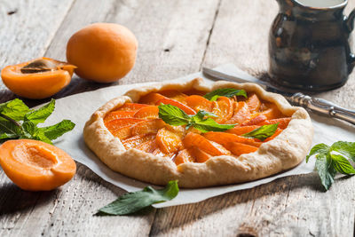 Close-up of pizza on table