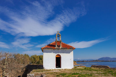 Church in castle against sky