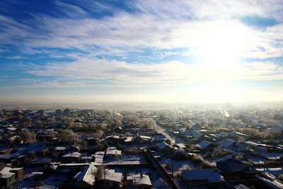 High angle view of townscape against sky