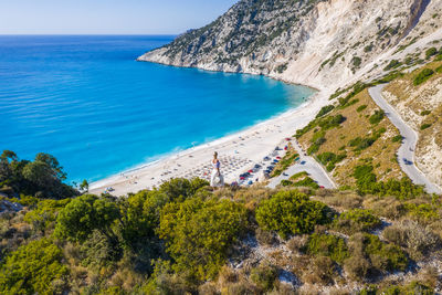 High angle view of beach against sky