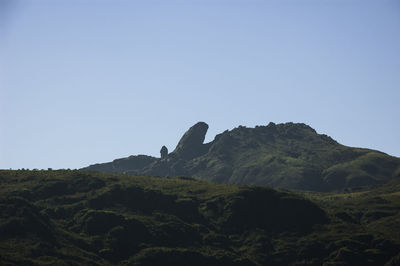 Scenic view of mountains against clear sky