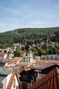 High angle view of townscape against sky