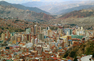 Residential area on the hillside of downtown la paz, bolivia, south america