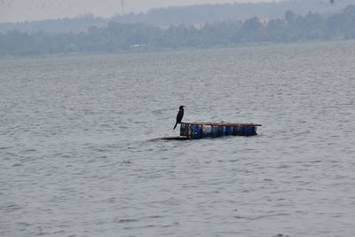 Boat sailing in sea