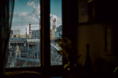 Buildings seen through window