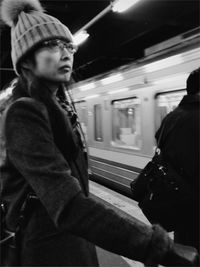 Train at railroad station platform