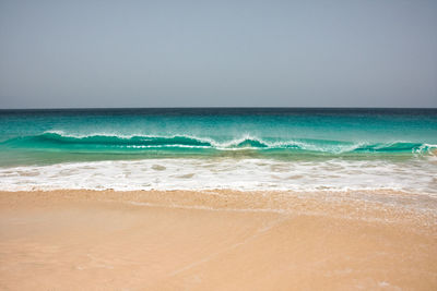 Scenic view of sea against clear sky