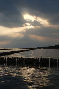 Scenic view of sea against sky at sunset