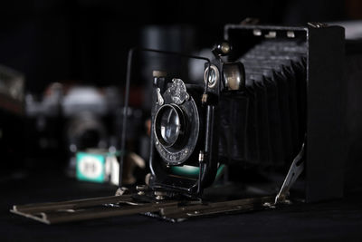 Close-up of camera on table