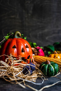 Close-up of pumpkin on table