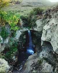 Scenic view of waterfall