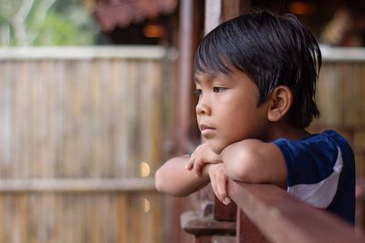 Side view of boy looking away