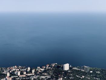 High angle view of city at waterfront