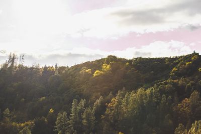Scenic view of mountains against cloudy sky
