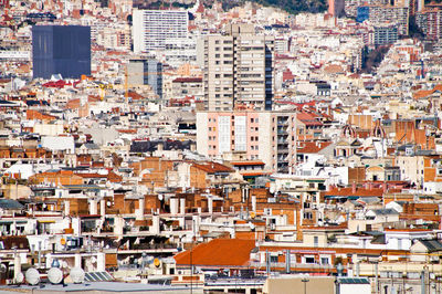 High angle view of buildings in city