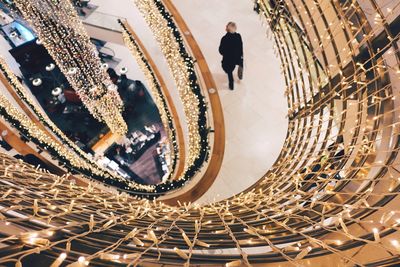 Low angle view of man on staircase