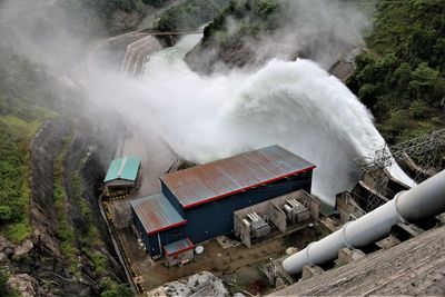 High angle view of waterfall