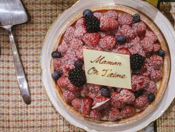 Close-up of strawberries in plate