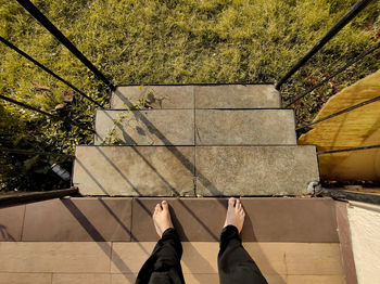 Low section of person standing by plants